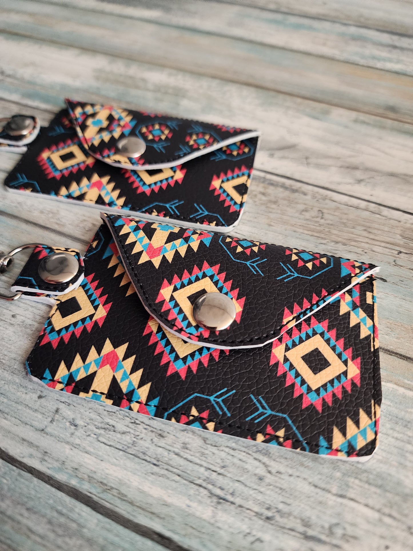 Tribal Print, simple, Keychain wallets, single pocket wallet, small wallet, mini keychain wallet, slim keychain wallet, card wallet, ID wallet