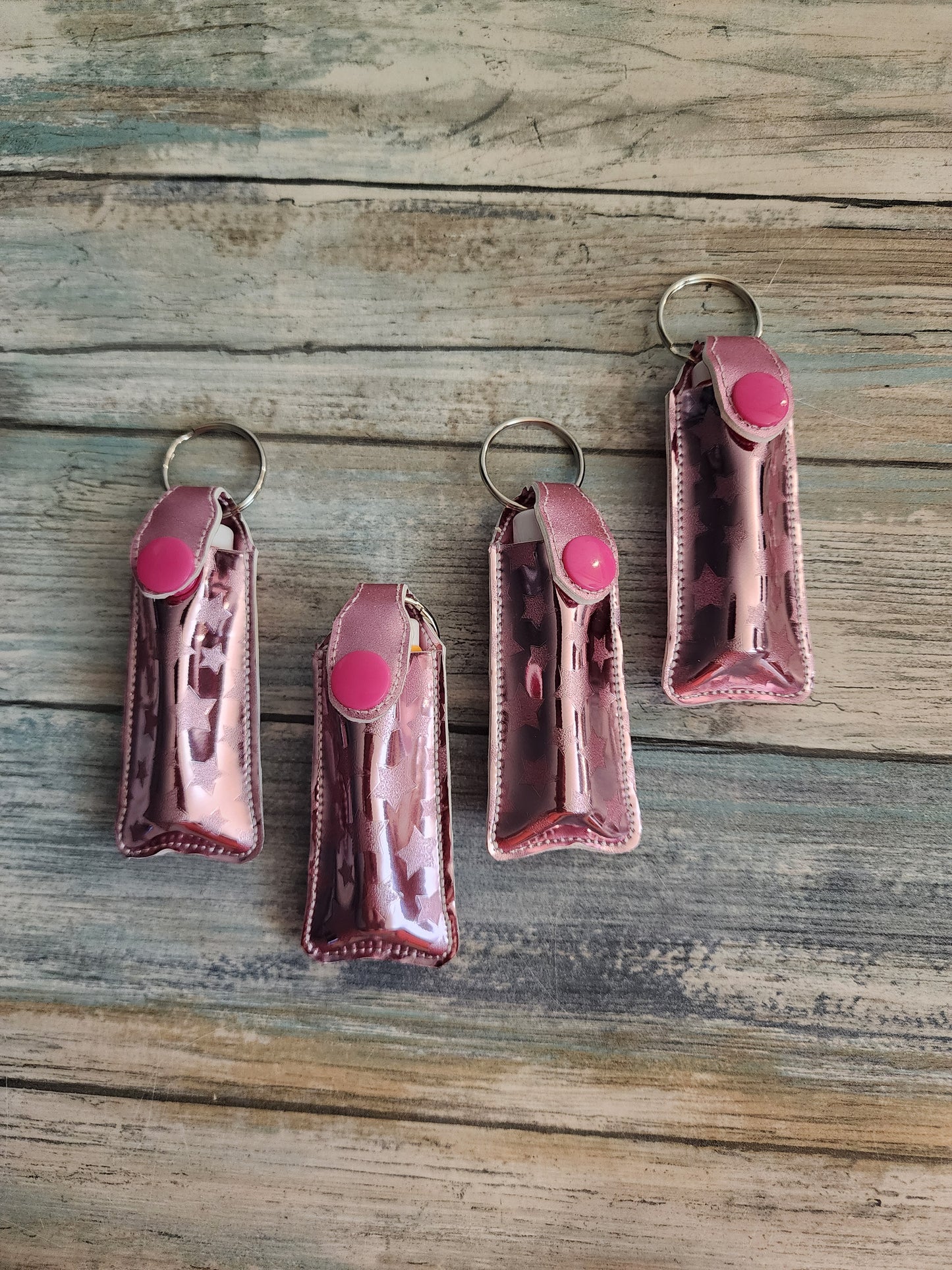 Pink Stars, ChapStick Holder, Lip Balm Keychain, Snap Keychain, Snap Holder, Keychain Accessories, Simple, Chapstick Pouch, Bag Accessories
