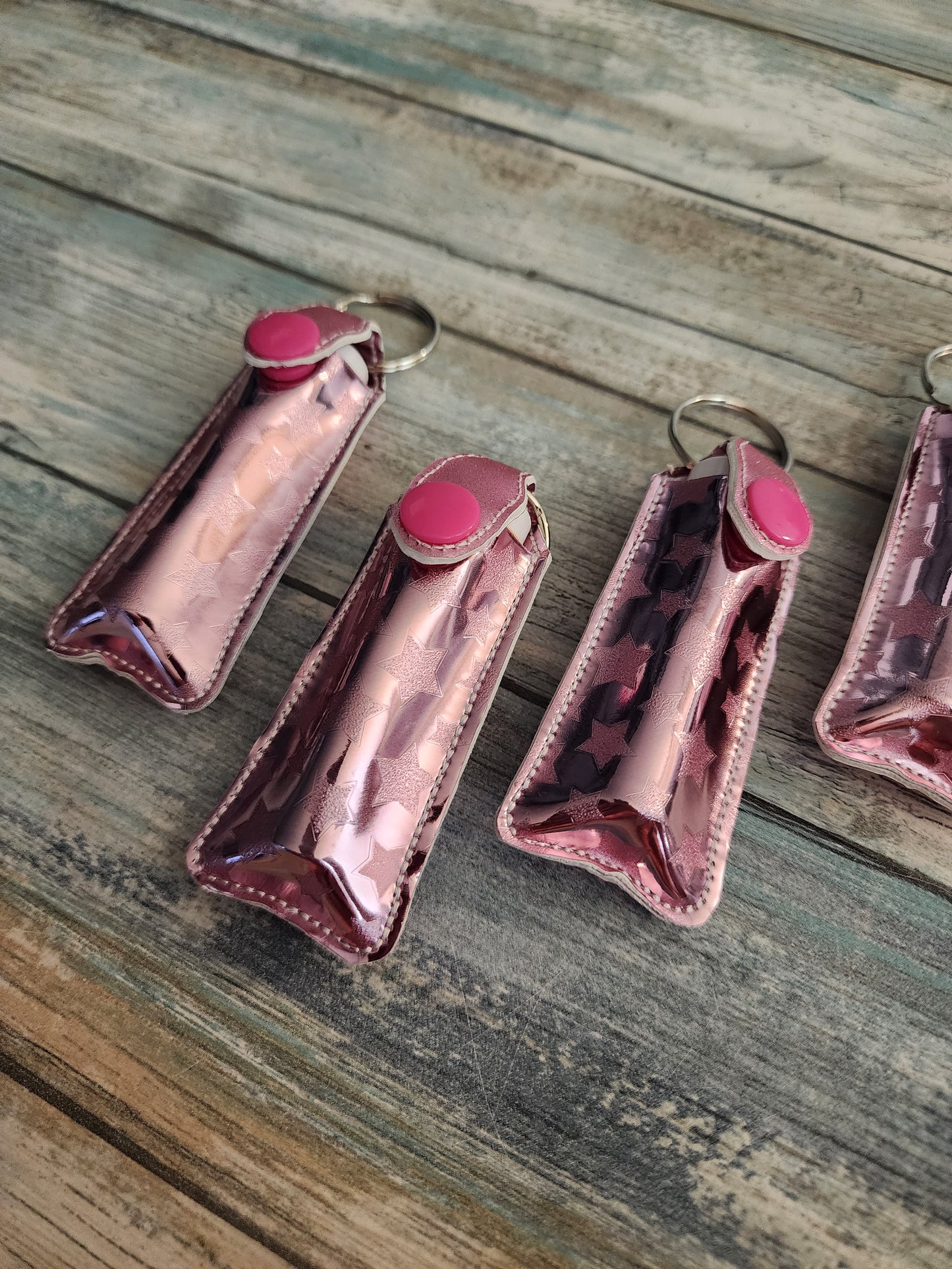 Pink Stars, ChapStick Holder, Lip Balm Keychain, Snap Keychain, Snap Holder, Keychain Accessories, Simple, Chapstick Pouch, Bag Accessories