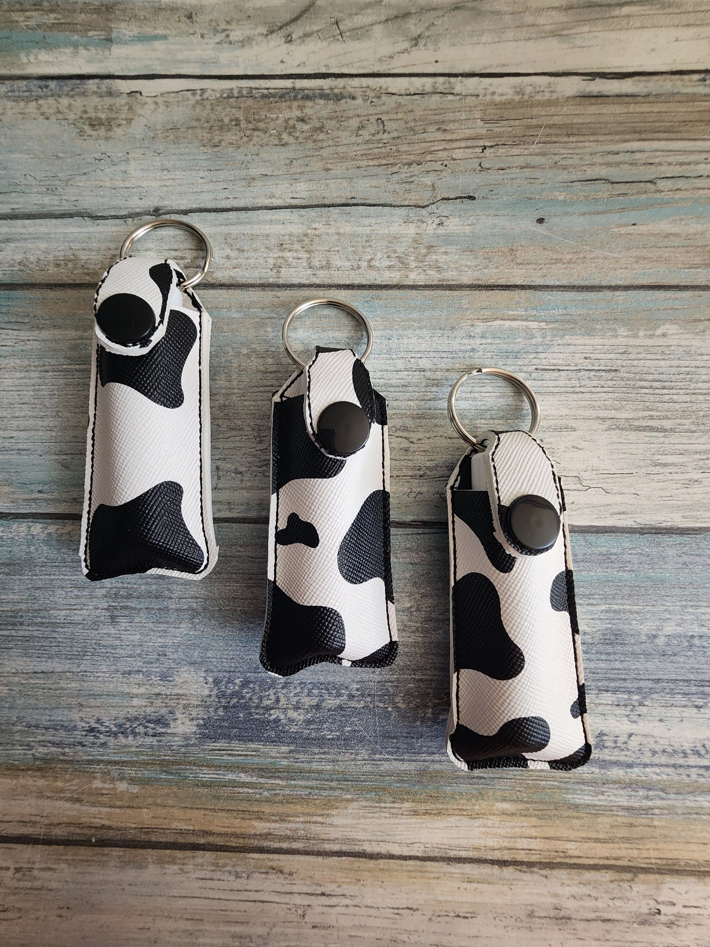 Cow Print, ChapStick Holder, Lip Balm Keychain, Snap Keychain, Snap Holder, Keychain Accessories, Simple, Chapstick pouch, Bag Accessories