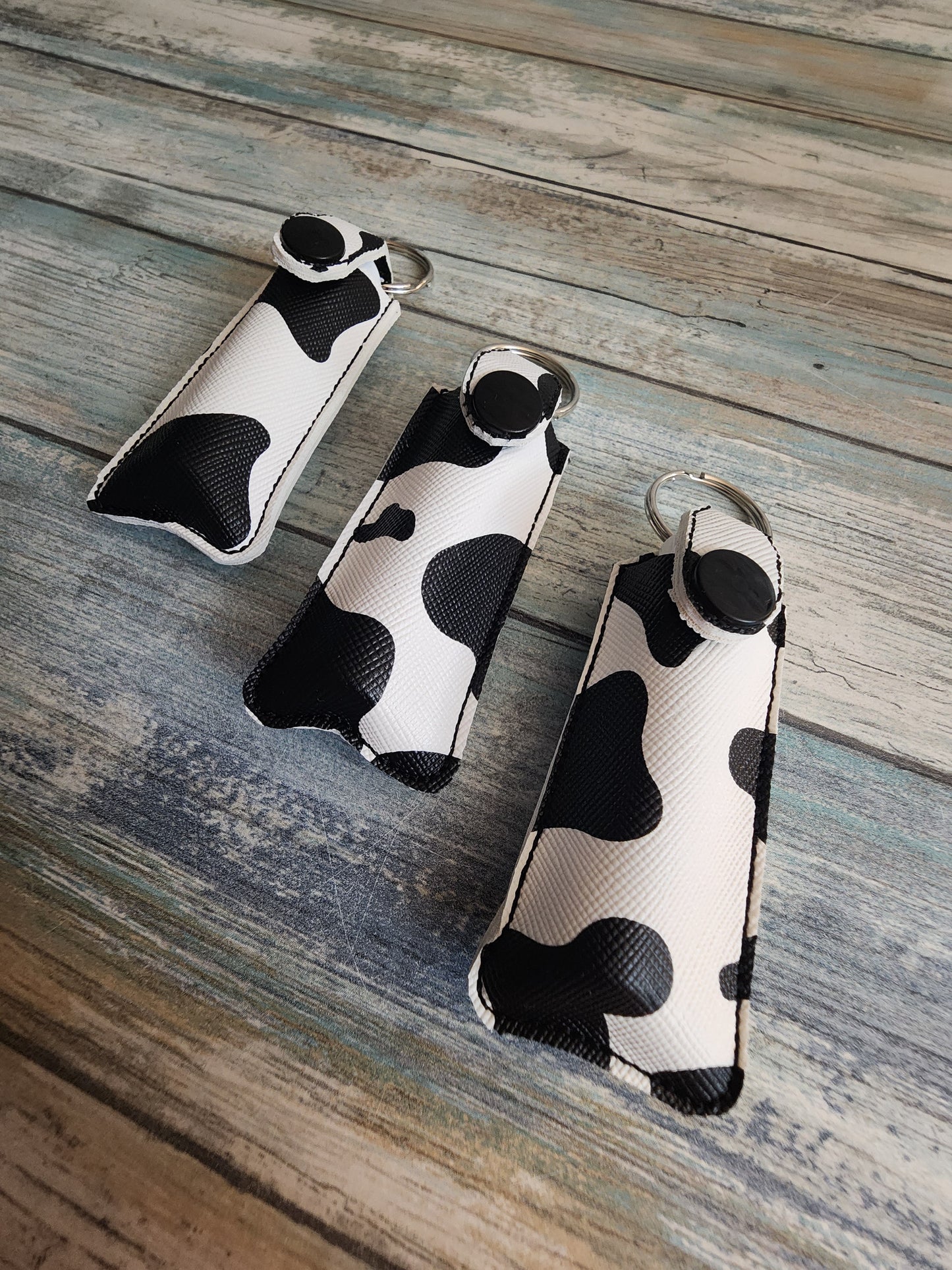 Cow Print, ChapStick Holder, Lip Balm Keychain, Snap Keychain, Snap Holder, Keychain Accessories, Simple, Chapstick pouch, Bag Accessories