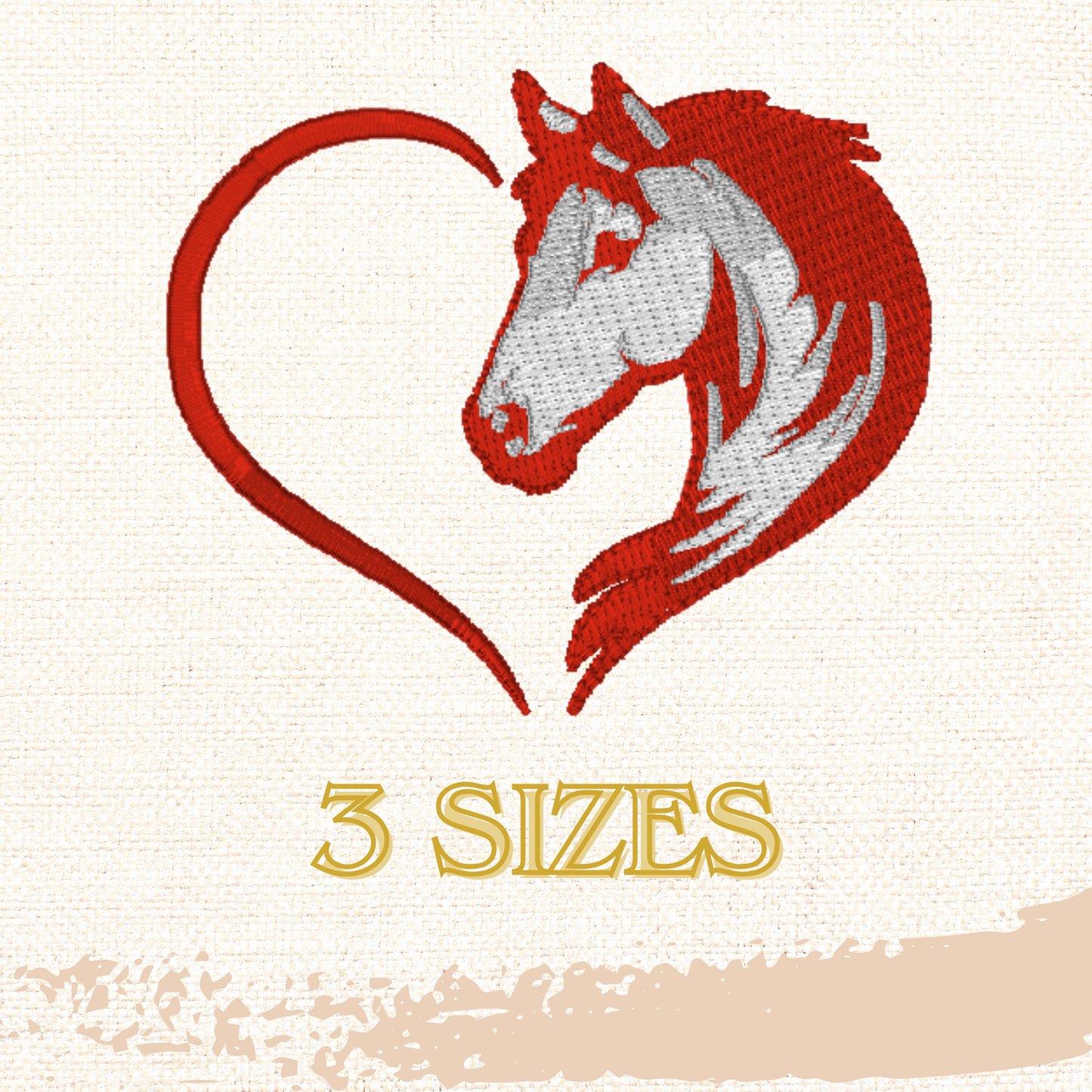 horse heart embroidery design, filled heart, horse embroidery design, horse stitch, instant download, machine embroidery, DIGITAL FILE