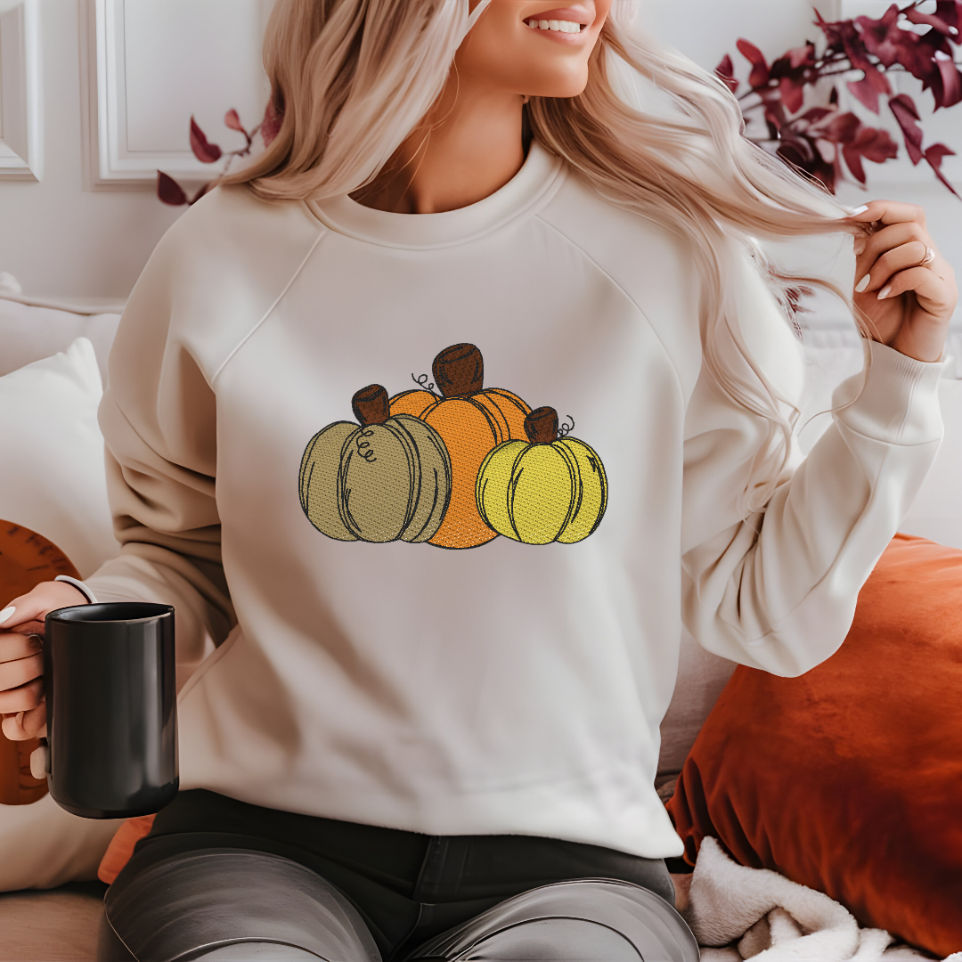 Pumpkins Sketch Design, Fall design, Pumpkin embroidery design, machine embroidery, DIGITAL FILE