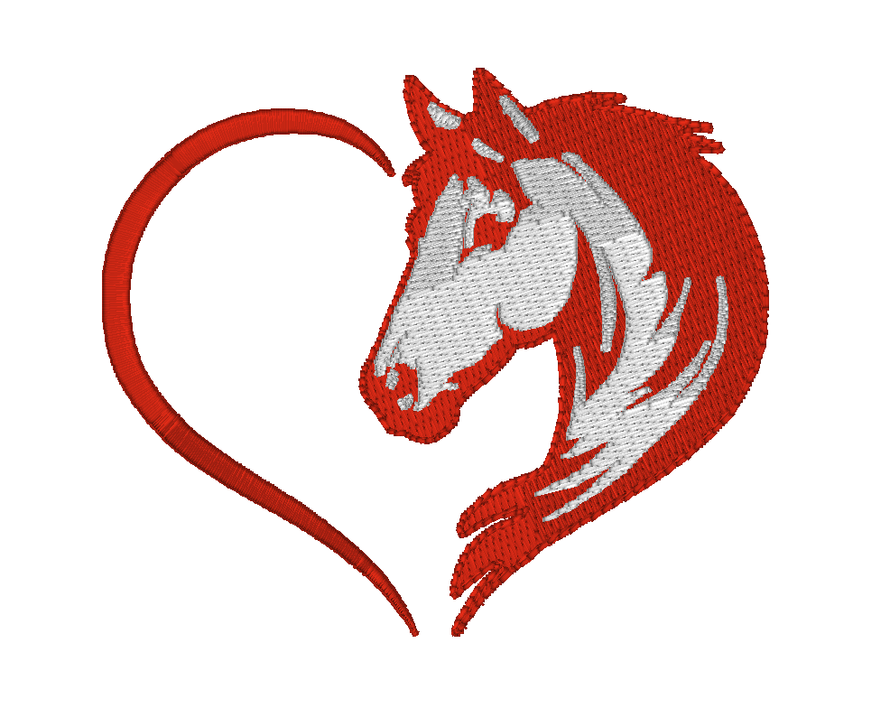 horse heart embroidery design, filled heart, horse embroidery design, horse stitch, instant download, machine embroidery, DIGITAL FILE