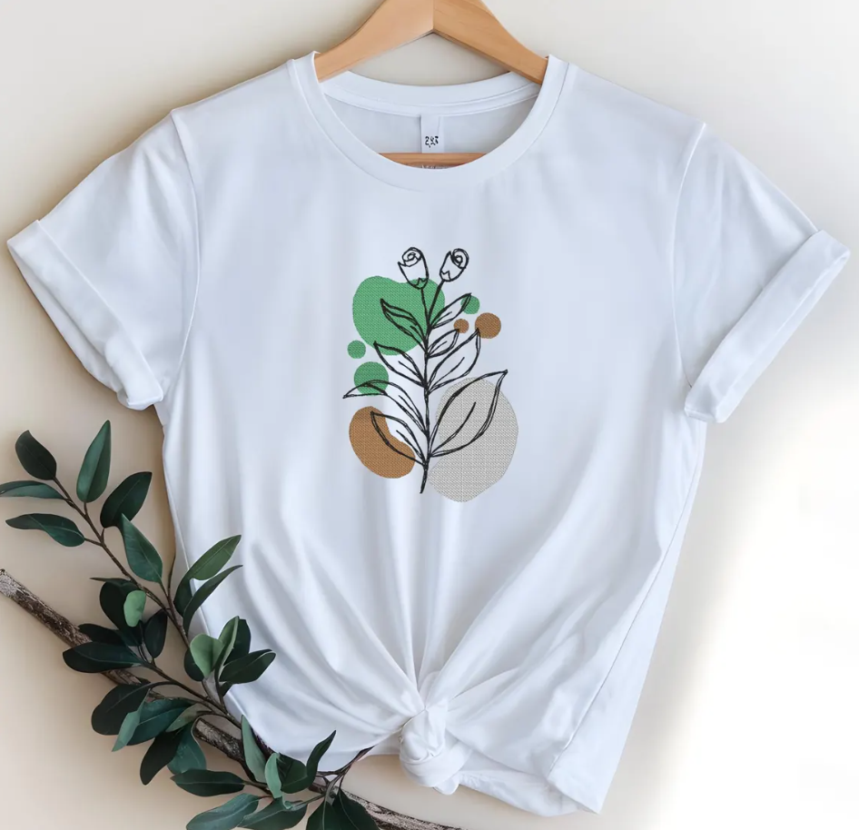 botanical flower embroidery design, sketch design, instant download, machine embroidery, flower 1, DIGITAL FILE