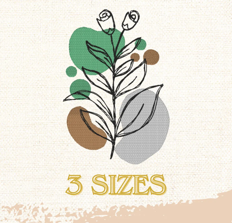botanical flower embroidery design, sketch design, instant download, machine embroidery, flower 1, DIGITAL FILE