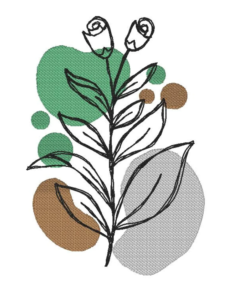 botanical flower embroidery design, sketch design, instant download, machine embroidery, flower 1, DIGITAL FILE