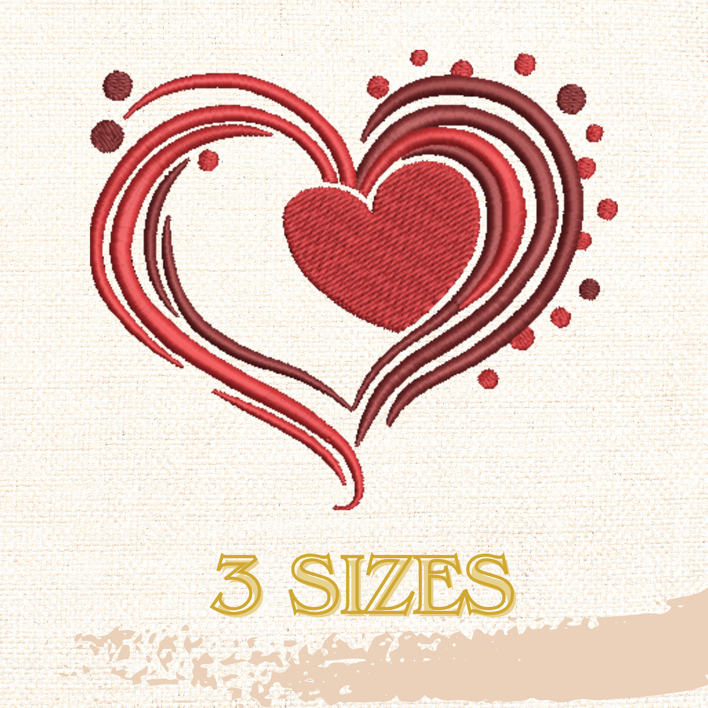 Falling heart embroidery design, filled heart, instant download, machine embroidery, DIGITAL FILE