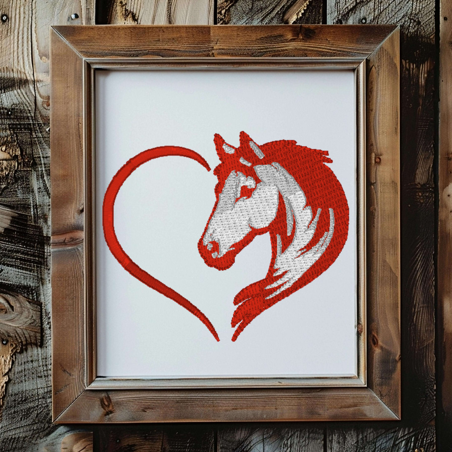 horse heart embroidery design, filled heart, horse embroidery design, horse stitch, instant download, machine embroidery, DIGITAL FILE