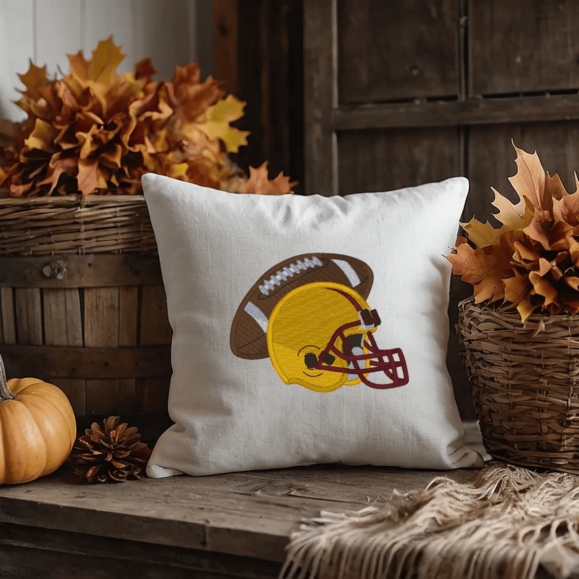 Football and helmet, fill stitch, football season, fall sports, machine embroidery, DIGITAL FILE