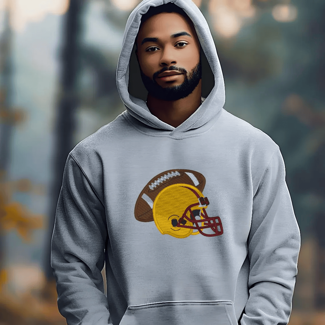 Football and helmet, fill stitch, football season, fall sports, machine embroidery, DIGITAL FILE
