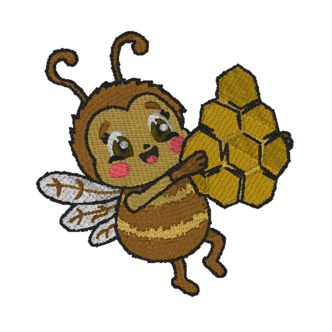 honeycomb bee, bee with honeycomb, embroidered bee, instant download, machine embroidery, DIGITAL FILE