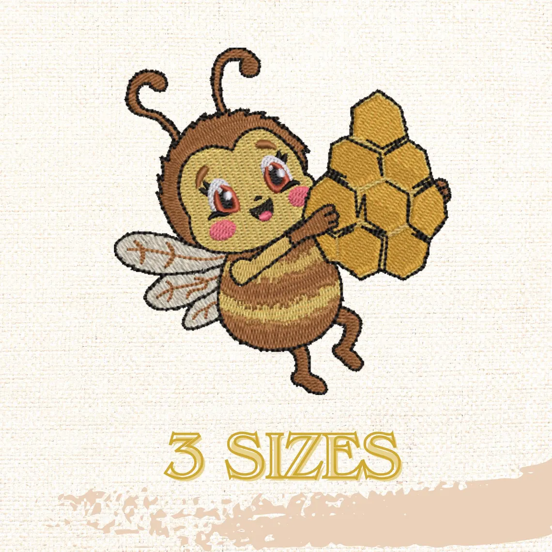 honeycomb bee, bee with honeycomb, embroidered bee, instant download, machine embroidery, DIGITAL FILE