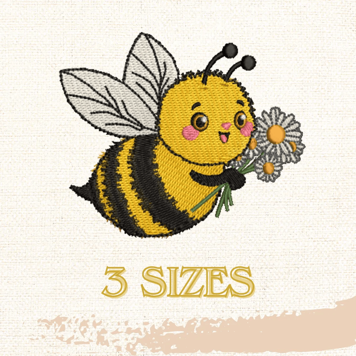 Charming Daisy and Bee Embroidery Design, Daisy bee, bee with flower, embroidered bee, instant download, machine embroidery, DIGITAL FILE