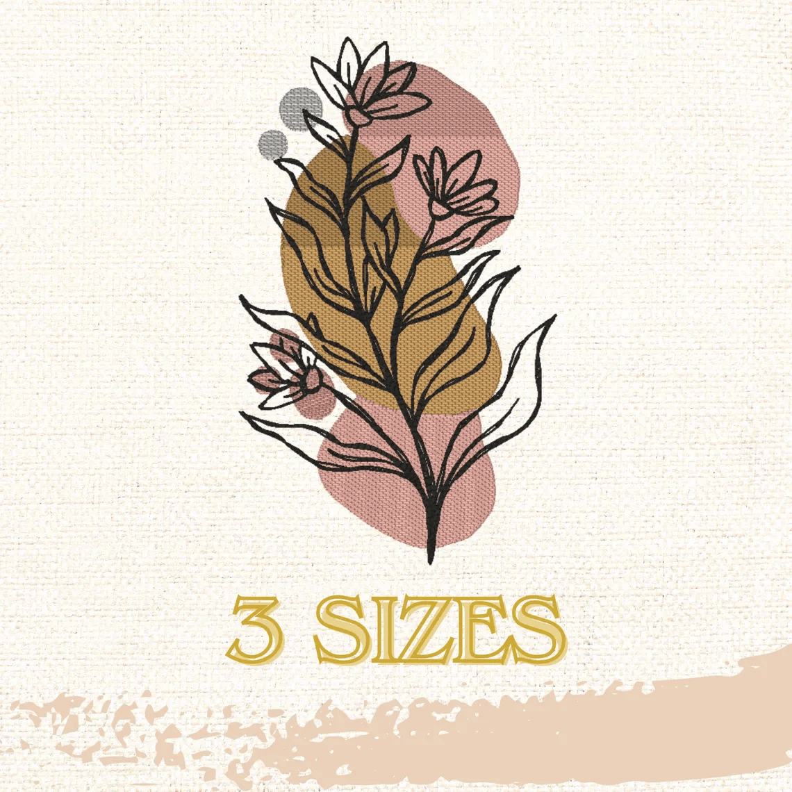 botanical flower embroidery design, simple flower, sketch design, instant download, machine embroidery, flower 5, DIGITAL FILE