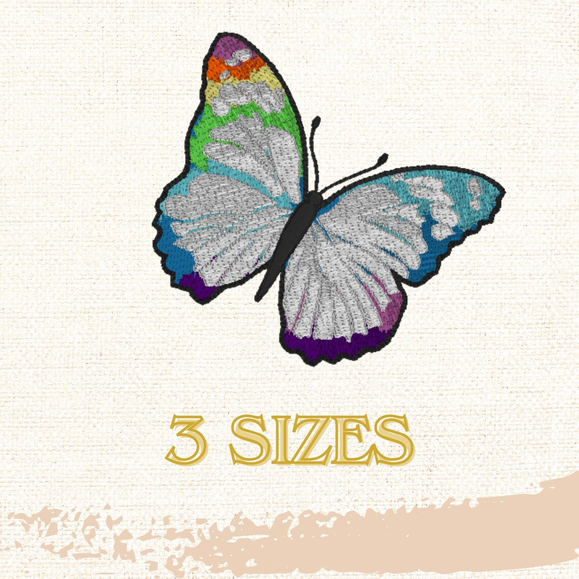 rainbow butterfly embroidery design, filled butterfly design, colorful butterfly, instant download, machine embroidery, DIGITAL FILE