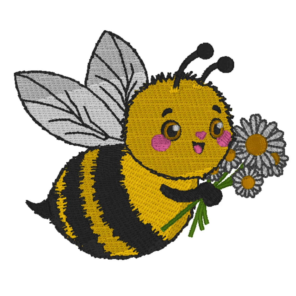 Charming Daisy and Bee Embroidery Design, Daisy bee, bee with flower, embroidered bee, instant download, machine embroidery, DIGITAL FILE