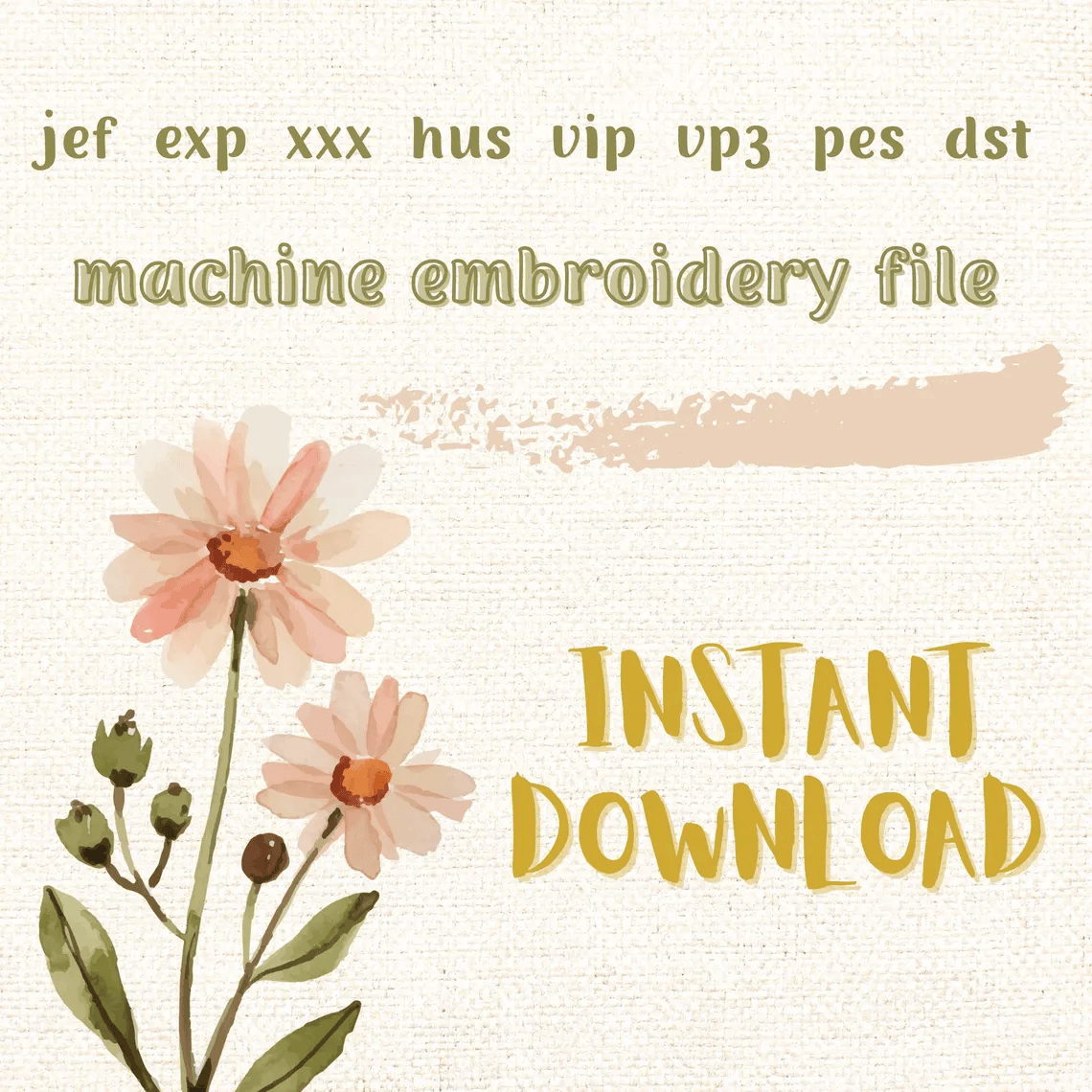 botanical flower embroidery design, simple flower, sketch design, instant download, machine embroidery, flower 5, DIGITAL FILE