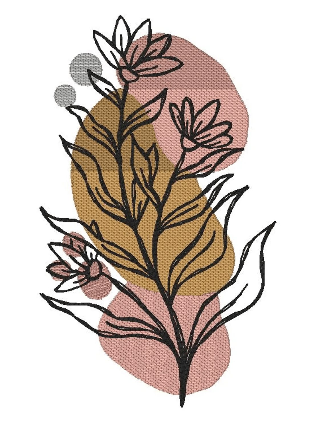 botanical flower embroidery design, simple flower, sketch design, instant download, machine embroidery, flower 5, DIGITAL FILE