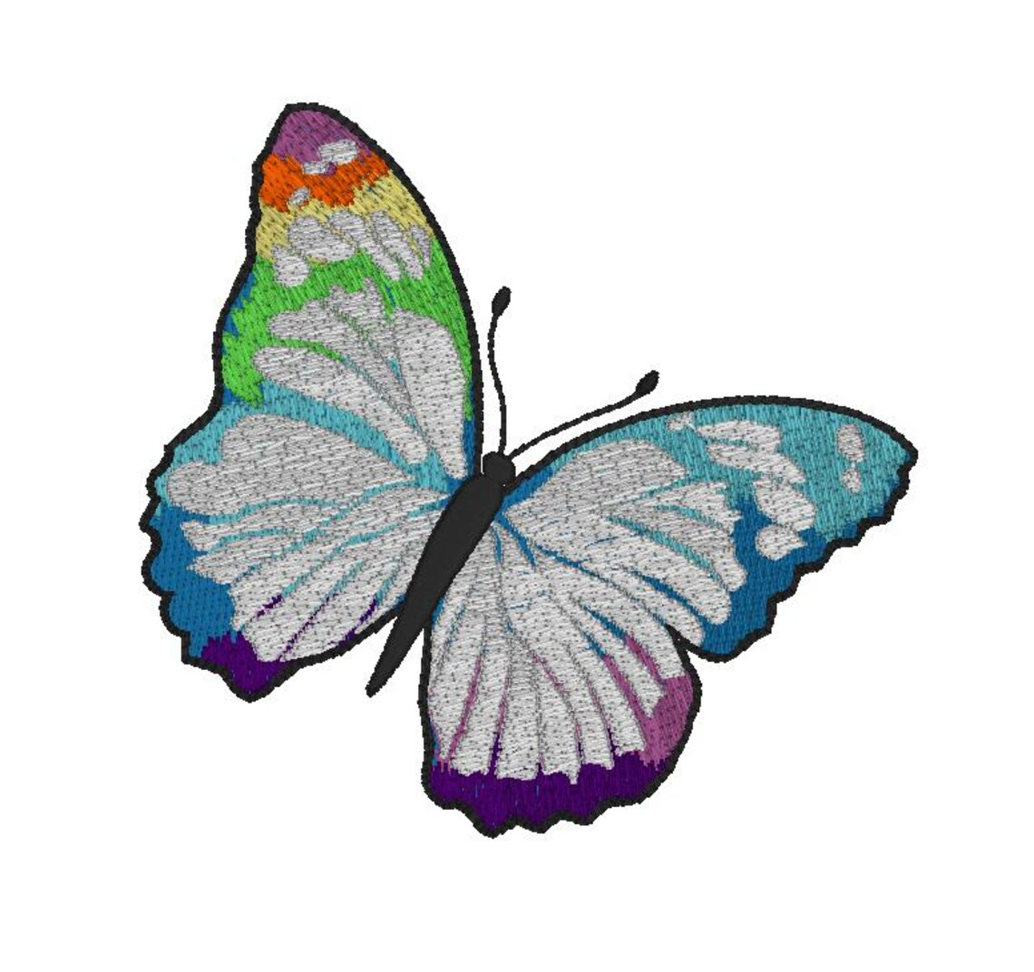 rainbow butterfly embroidery design, filled butterfly design, colorful butterfly, instant download, machine embroidery, DIGITAL FILE