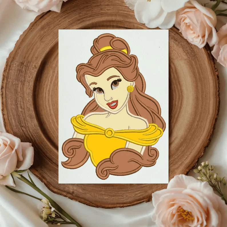 Magical Belle Applique Embroidery Design, Instant Download, Princess, Themed Embroidery, DIGITAL FILE