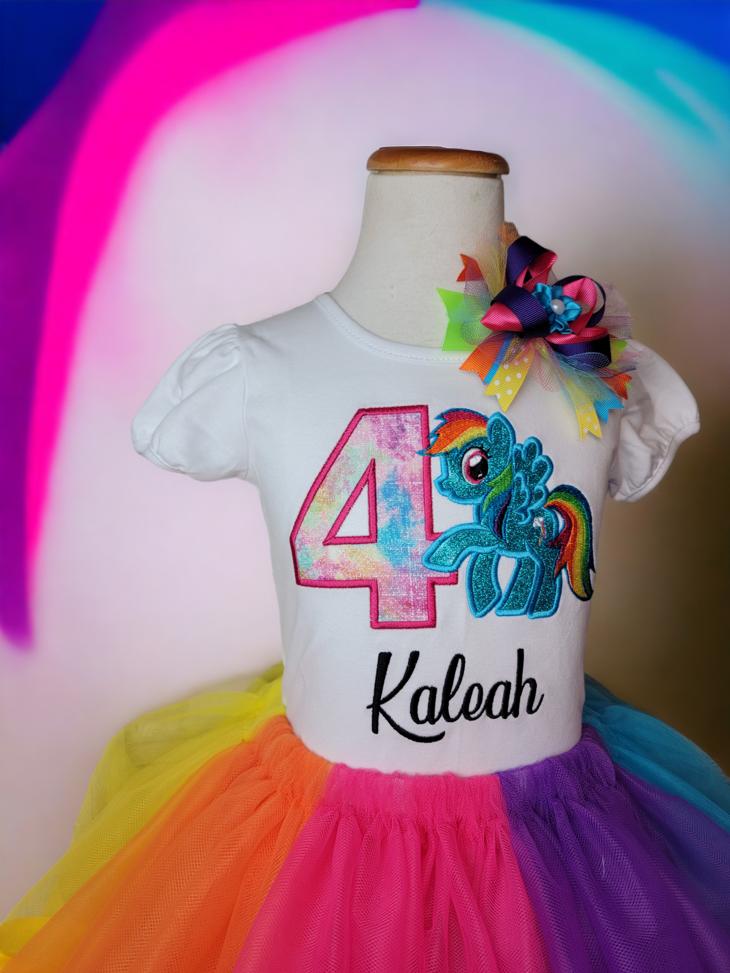 rainbow pony tutu set for girls, personalized rainbow pony birthday outfit, personalized shirt, rainbow theme, themed party, rainbow tutu