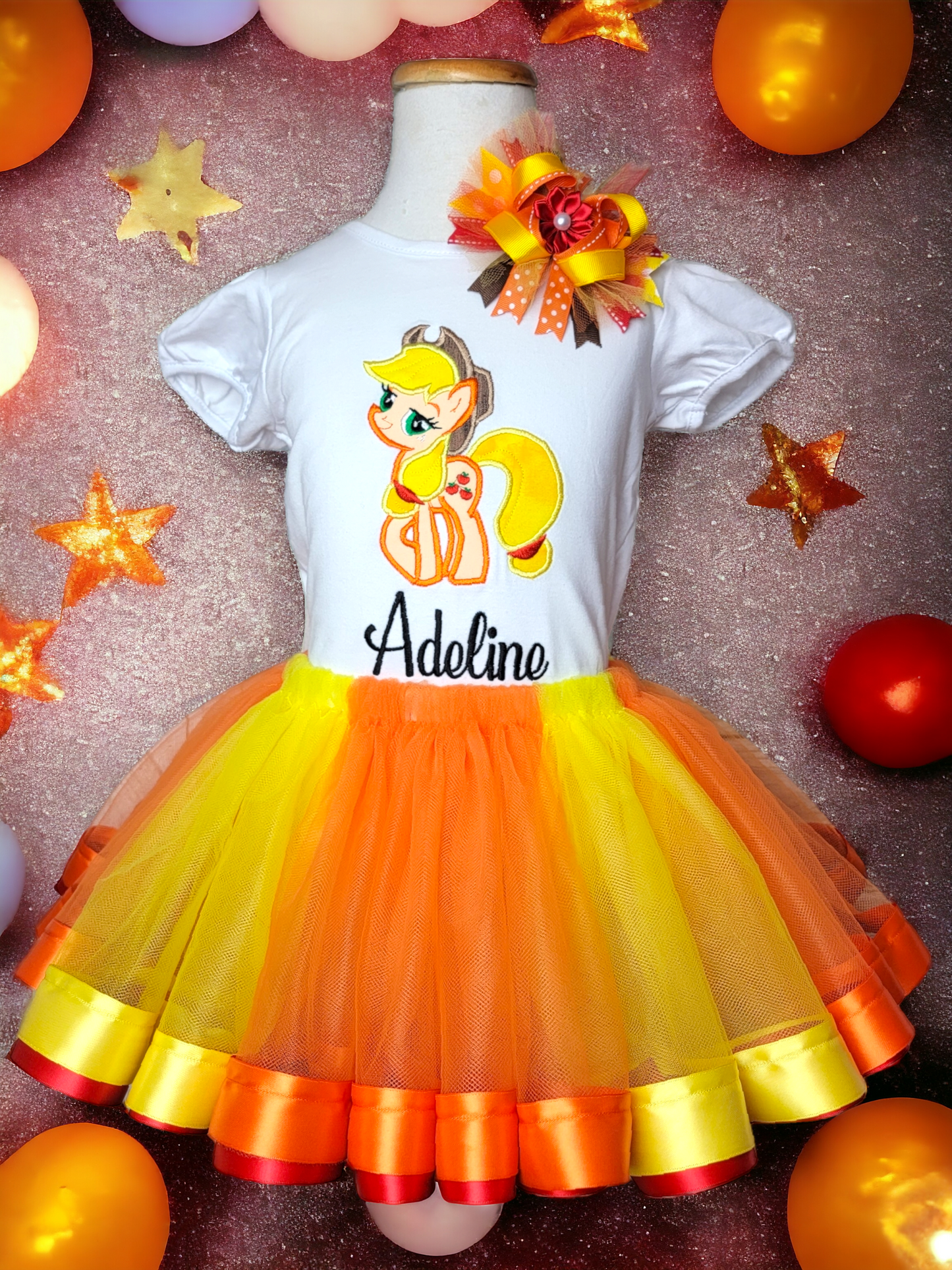 Orange and Yellow Pony, Personalized Tutu Outfit, Party Theme, Matching Pony Outfit, Themed Party, Tutu Set for Girls, Birthday Outfit