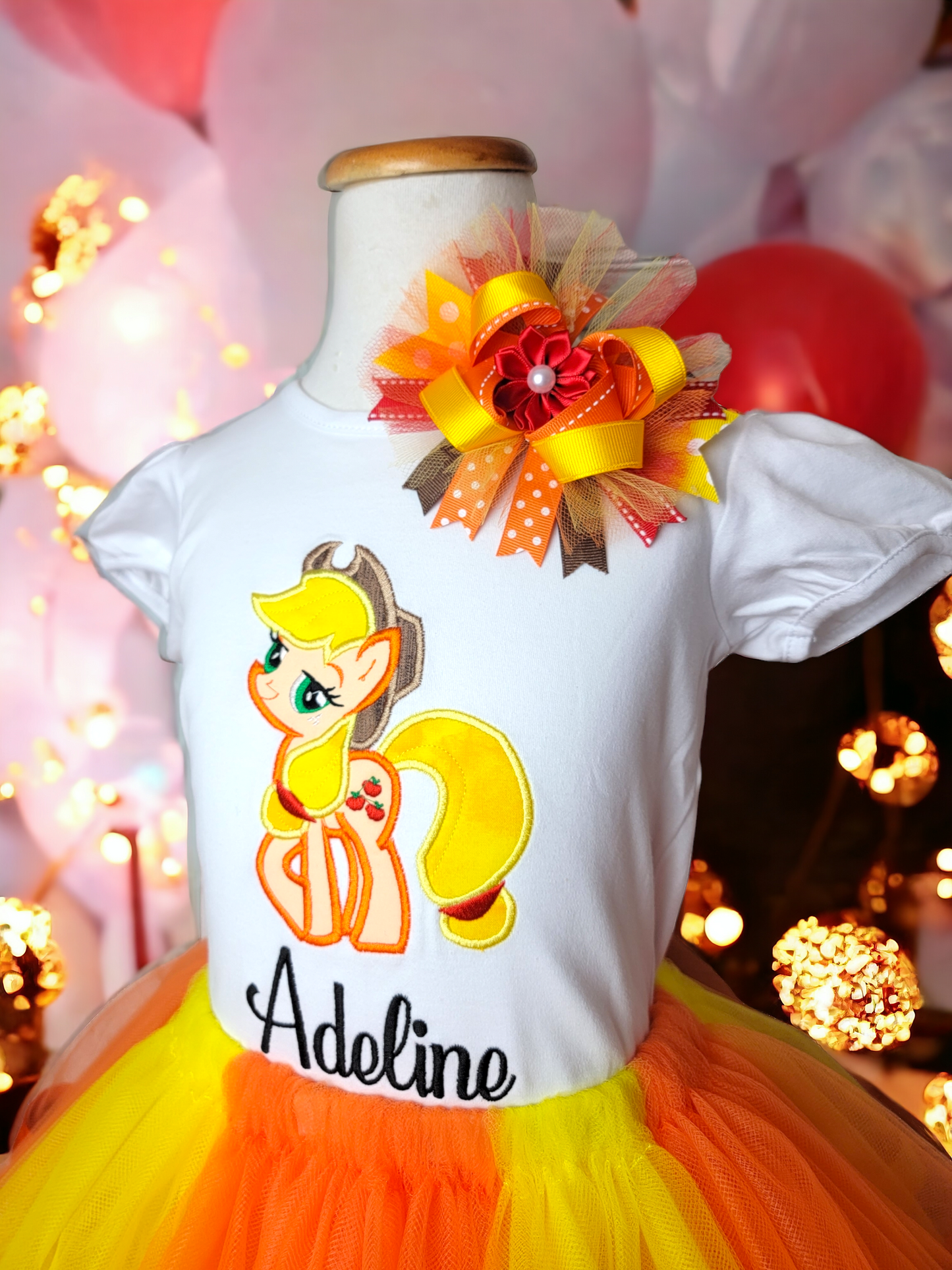 Orange and Yellow Pony, Personalized Tutu Outfit, Party Theme, Matching Pony Outfit, Themed Party, Tutu Set for Girls, Birthday Outfit