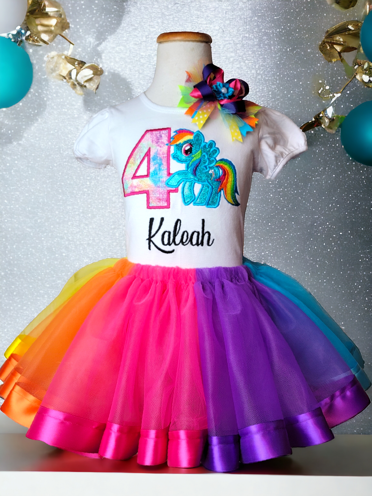 rainbow pony tutu set for girls, personalized rainbow pony birthday outfit, personalized shirt, rainbow theme, themed party, rainbow tutu