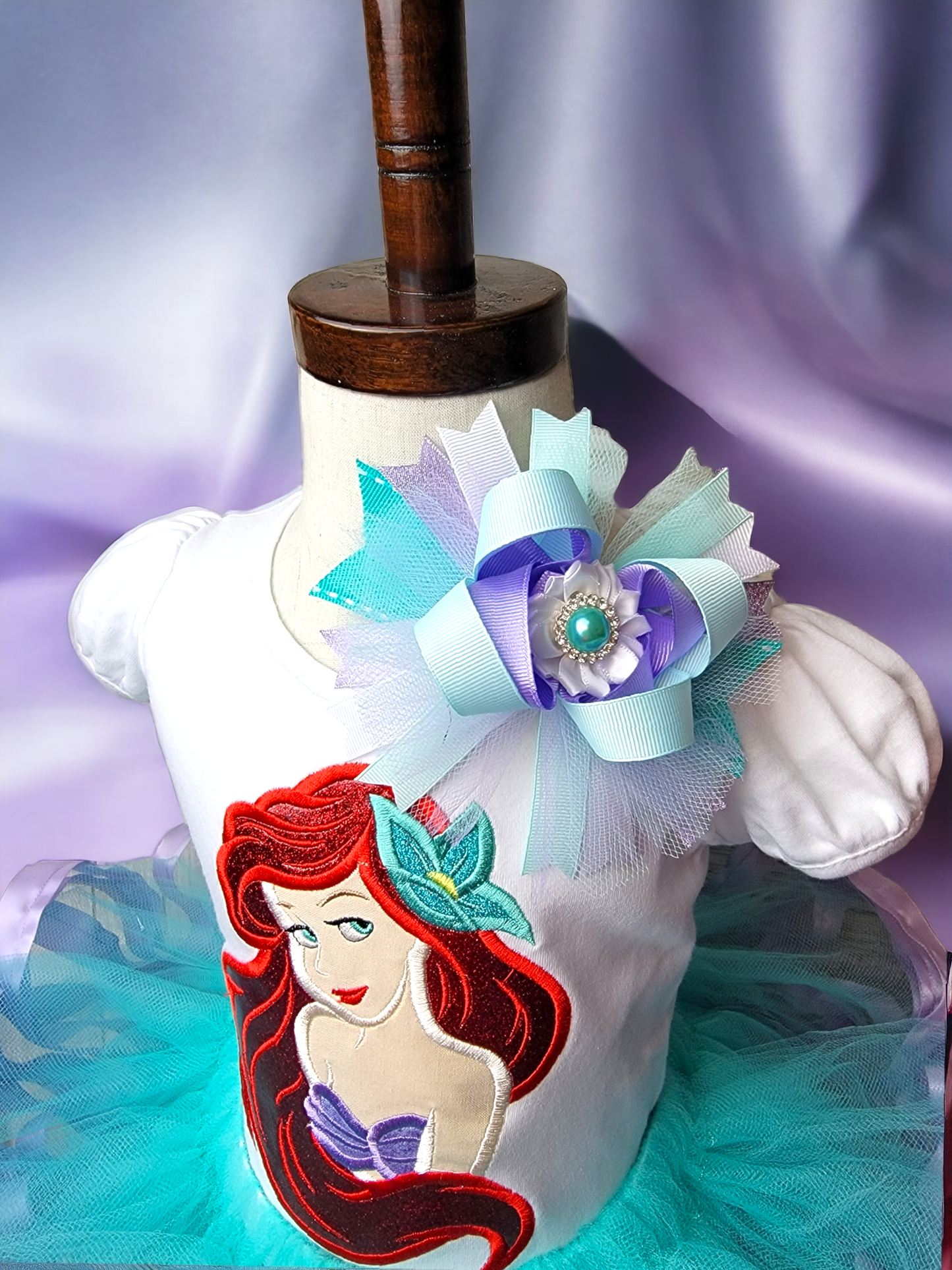 mermaid tutu outfit, mermaid embroidered top, little mermaid birthday, princess dress, princess outfit, red haired mermaid, themed party