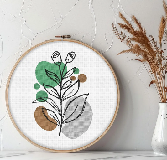 botanical flower embroidery design, sketch design, instant download, machine embroidery, flower 1, DIGITAL FILE