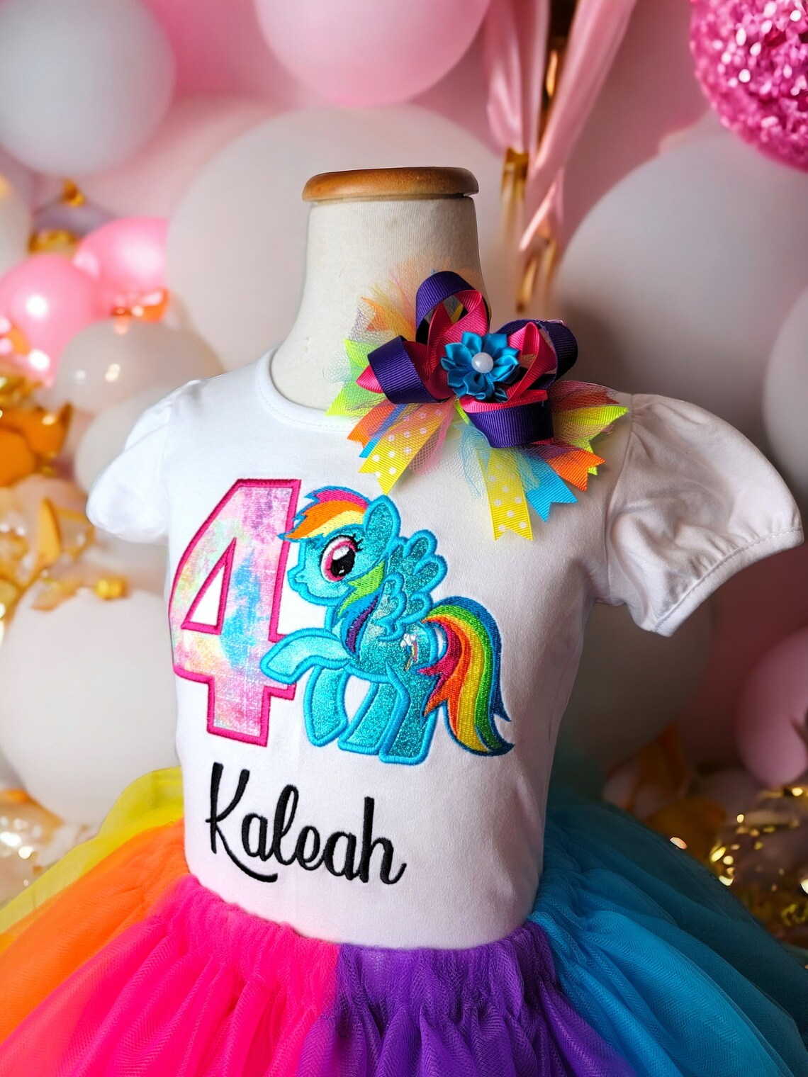 rainbow pony tutu set for girls, personalized rainbow pony birthday outfit, personalized shirt, rainbow theme, themed party, rainbow tutu