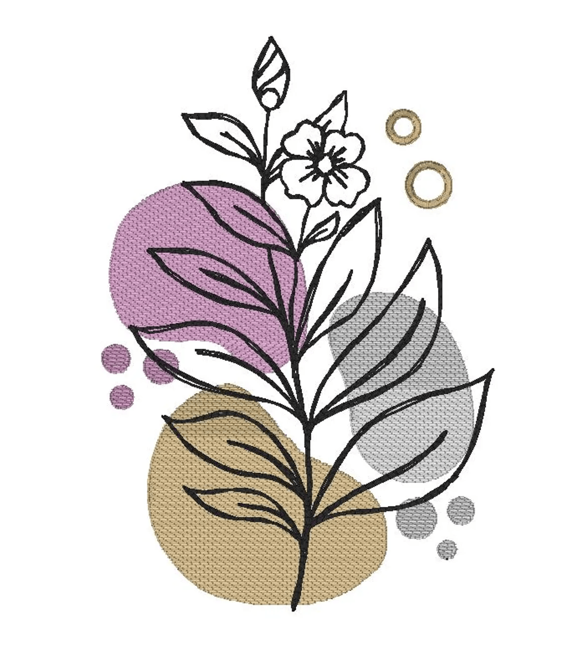 botanical flower embroidery design, simple flower, sketch design, instant download, machine embroidery, flower 4, DIGITAL FILE