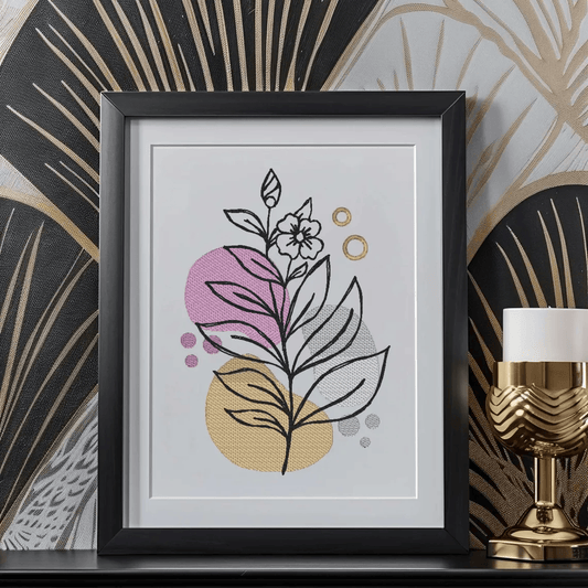 botanical flower embroidery design, simple flower, sketch design, instant download, machine embroidery, flower 4, DIGITAL FILE