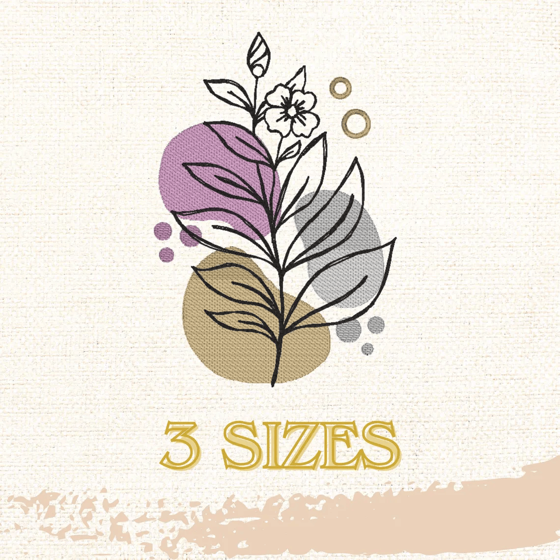 botanical flower embroidery design, simple flower, sketch design, instant download, machine embroidery, flower 4, DIGITAL FILE