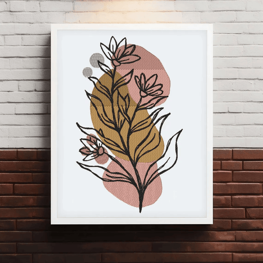 botanical flower embroidery design, simple flower, sketch design, instant download, machine embroidery, flower 5, DIGITAL FILE