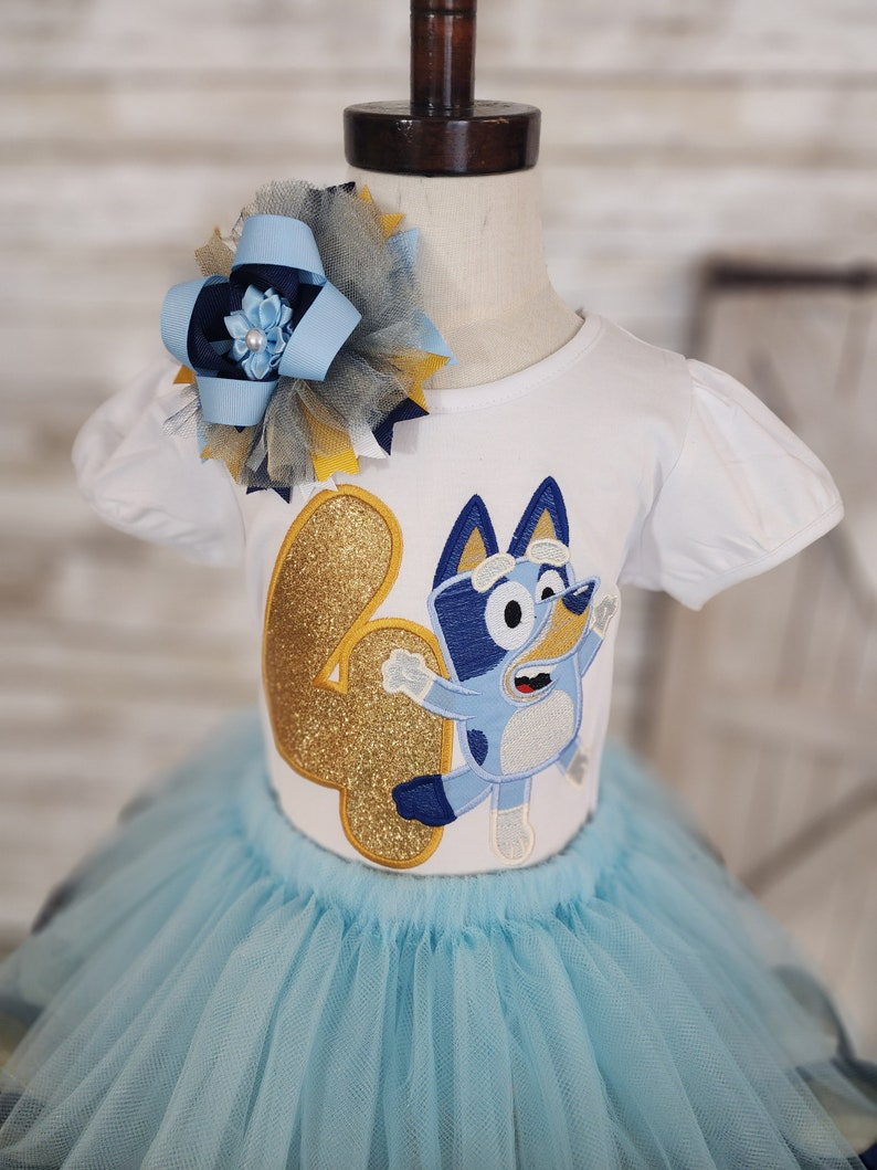 Blue heeler outfit, themed birthday outfit, party outfit, blue dog embroidered top