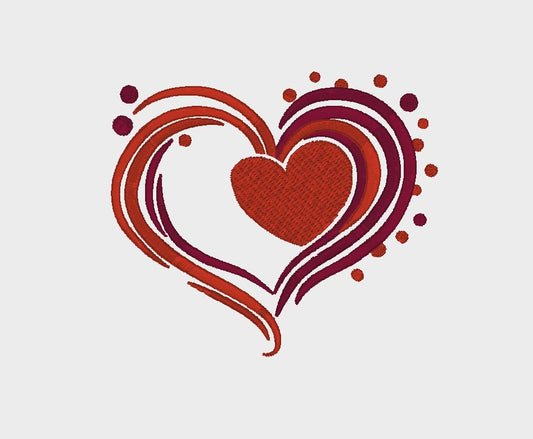 Falling heart embroidery design, filled heart, instant download, machine embroidery, DIGITAL FILE